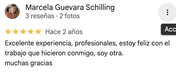 Captura de la reseña de Google de Marcela Guevara Schilling