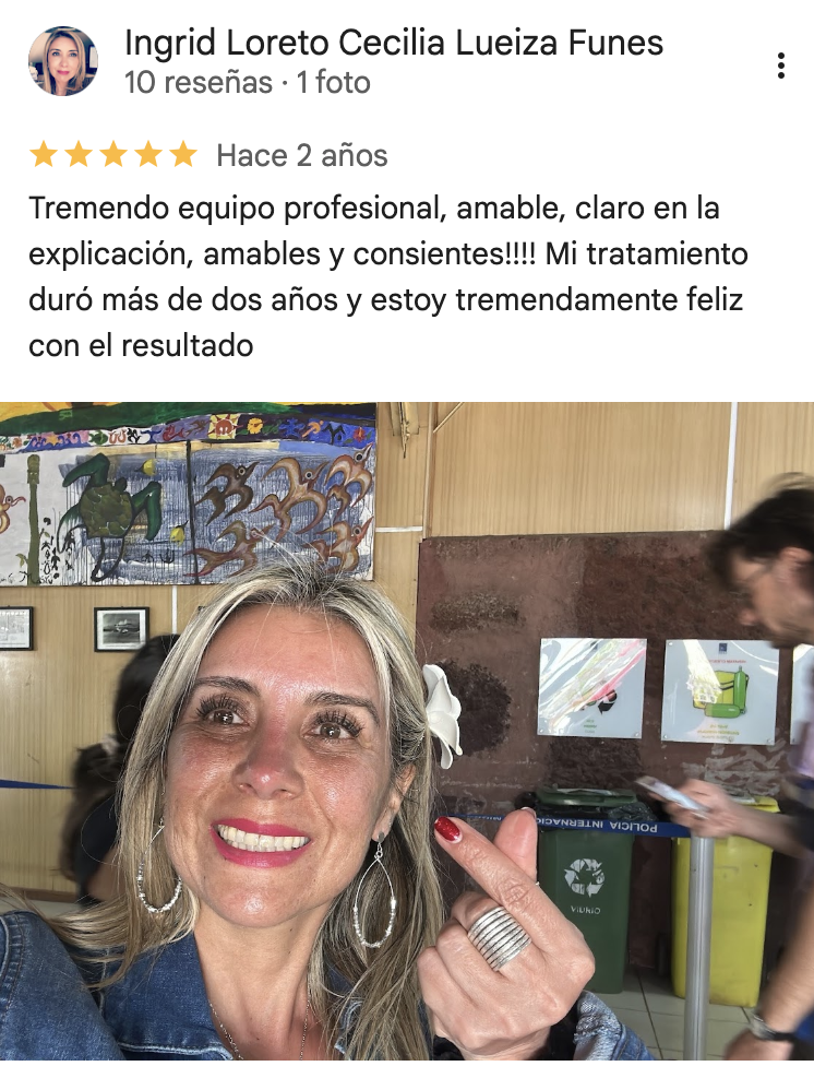Captura de la reseña de Google de Ingrid Loreto Cecilia Lueiza Funes
