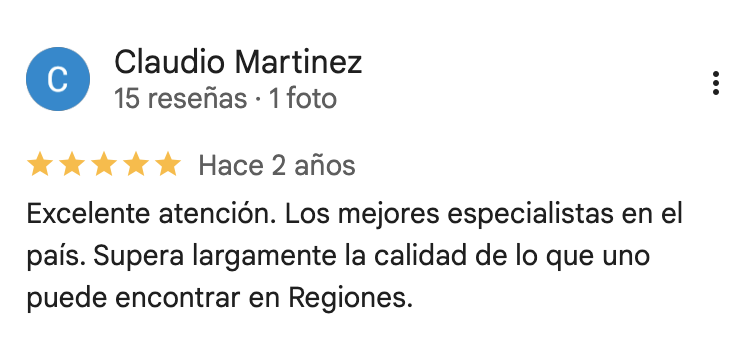 Captura de la reseña de Google de Claudio Martinez